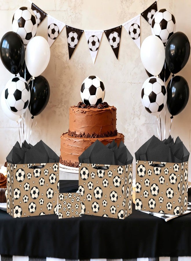 Wayyogh Large Brown Soccer Gift Wrap Bag Vintage with Wrapping Paper and Greeting Card for Men Boy Teens Kids Birthday Baby Shower Sport Party Supplies Favors Decor - Image 3