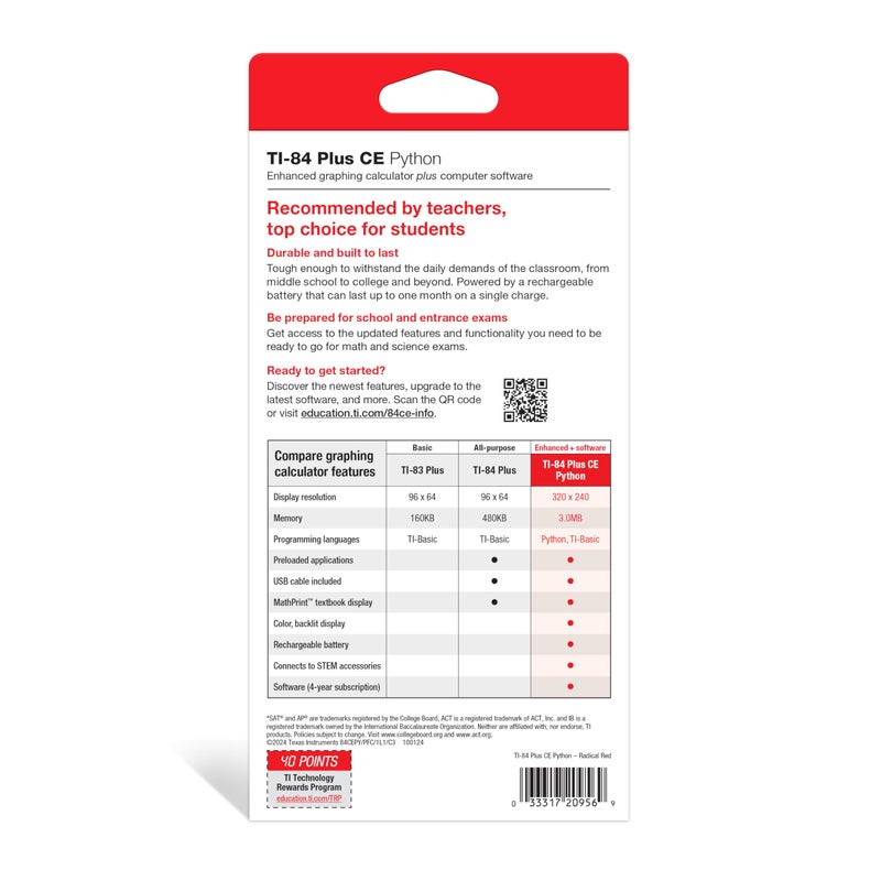 Texas Instruments TI-84 Plus CE Color Graphing Calculator, Radical Red Small - Image 2