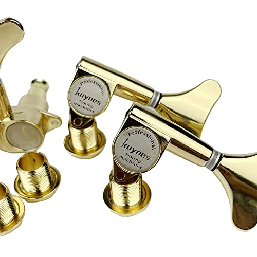 KAYNES Guitar Bass Tuners - 1:18 Ratio Gold Headstock Sealed Machine Heads Tuners Closed Tuning Key Pegs Replacement for Electric Jazz Bass or Precision (4 for Right, Golden) - Image 3