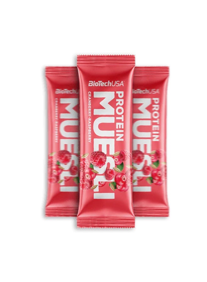 BioTechUSA PROTEIN MUESLI 30g, pack of 28 | CRANBERRY-RASPBERRY | increased protein content, vitamins and minerals - Image 1