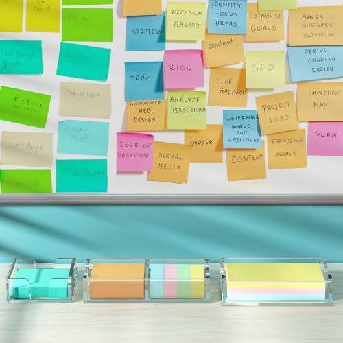 WINFFOR Acrylic Notepad Holder Dispenser - 3x3 in Sticky Note Memo Holder for Desk Organizer (W/O Pads) Office Desk Accessories School Supplies, Crystal Clear - Image 3