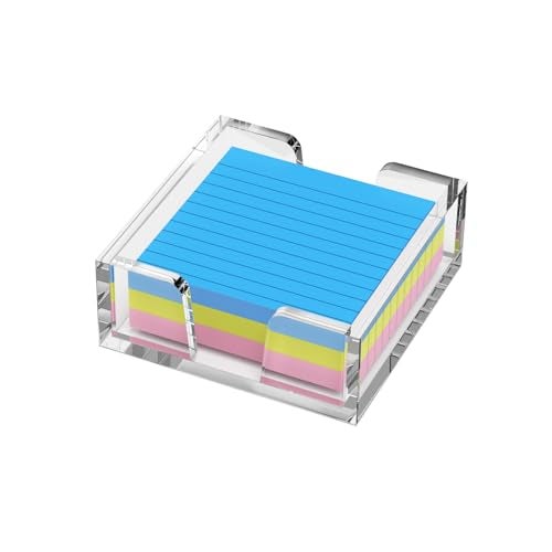 WINFFOR Acrylic Notepad Holder Dispenser - 3x3 in Sticky Note Memo Holder for Desk Organizer (W/O Pads) Office Desk Accessories School Supplies, Crystal Clear - Image 1
