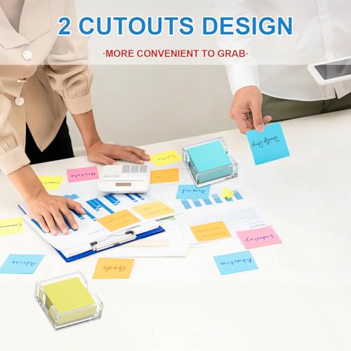 WINFFOR Acrylic Notepad Holder Dispenser - 3x3 in Sticky Note Memo Holder for Desk Organizer (W/O Pads) Office Desk Accessories School Supplies, Crystal Clear - Image 2