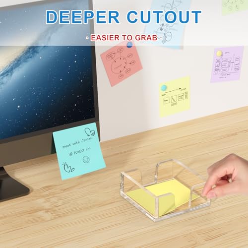 WINFFOR Acrylic Notepad Holder Dispenser - 3x3 in Sticky Note Memo Holder for Desk Organizer (W/O Pads) Office Desk Accessories School Supplies, Crystal Clear - Image 4