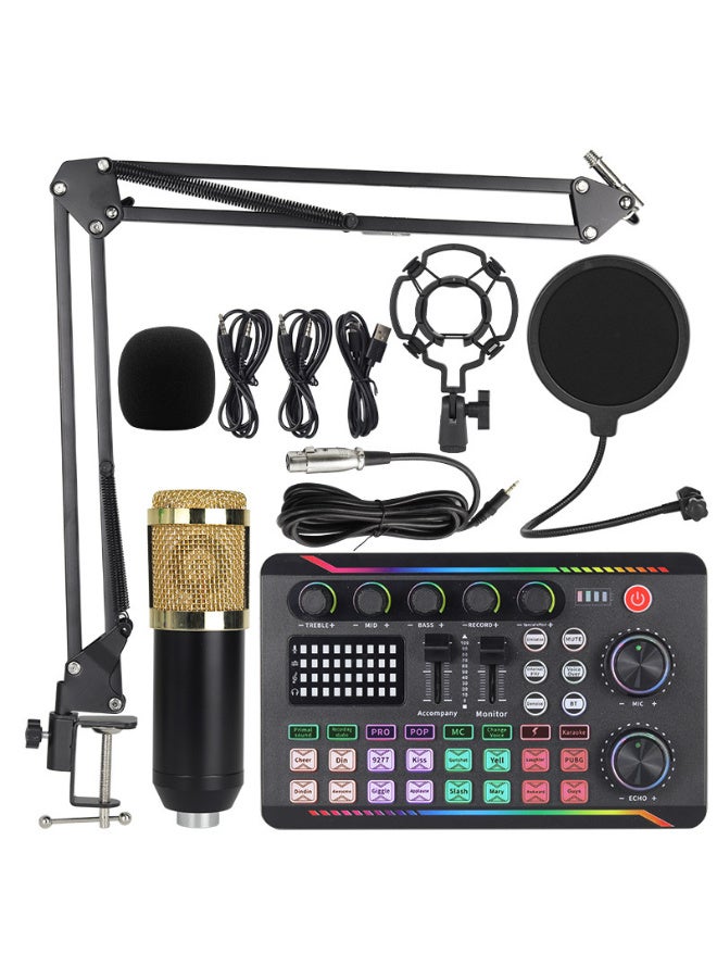 ZFSZ F998 Max Professional Live Audio Set - BM800 Condenser Mic with RGB Audio Mixer, Precision Fader Control, Bluetooth 5.0, Boom Arm & Pop Filter Bundle for Podcast, Gaming & TikTok - Image 1