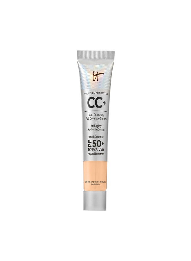 IT Cosmetics CC+ Cream Travel (Light Medium Warm) - Natural Full Coverage Foundation With SPF 50+, Color Corrector & Anti-Aging Hydrating Serum, Hyaluronic Acid + Peptides, Up To 24H Wear - 0.4 fl oz - Image 1