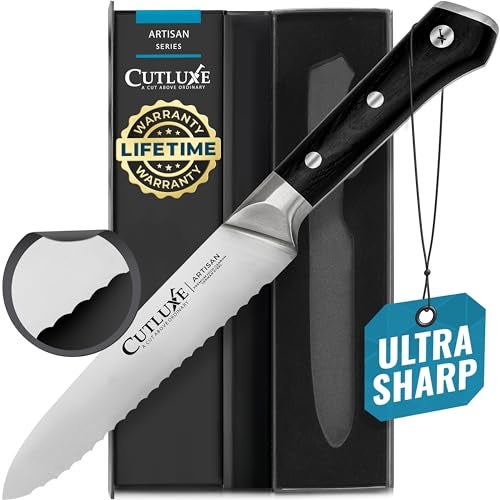 Cutluxe Kitchen Utility Knife – 5" Serrated Ultra Sharp Blade, Ergonomic Handle, Full Tang – Forged High Carbon German Steel – Artisan Series - Image 1