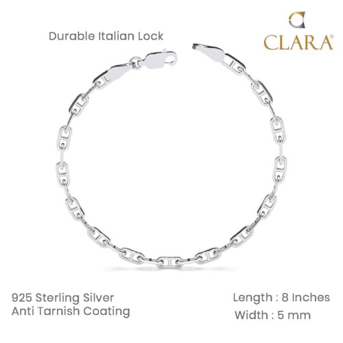 Clara Pure 925 Sterling Silver Soren Men Bracelet in 8 inches | Gift for Men and Boys| With Certificate of Authenticity and 925 Stamp - Image 5