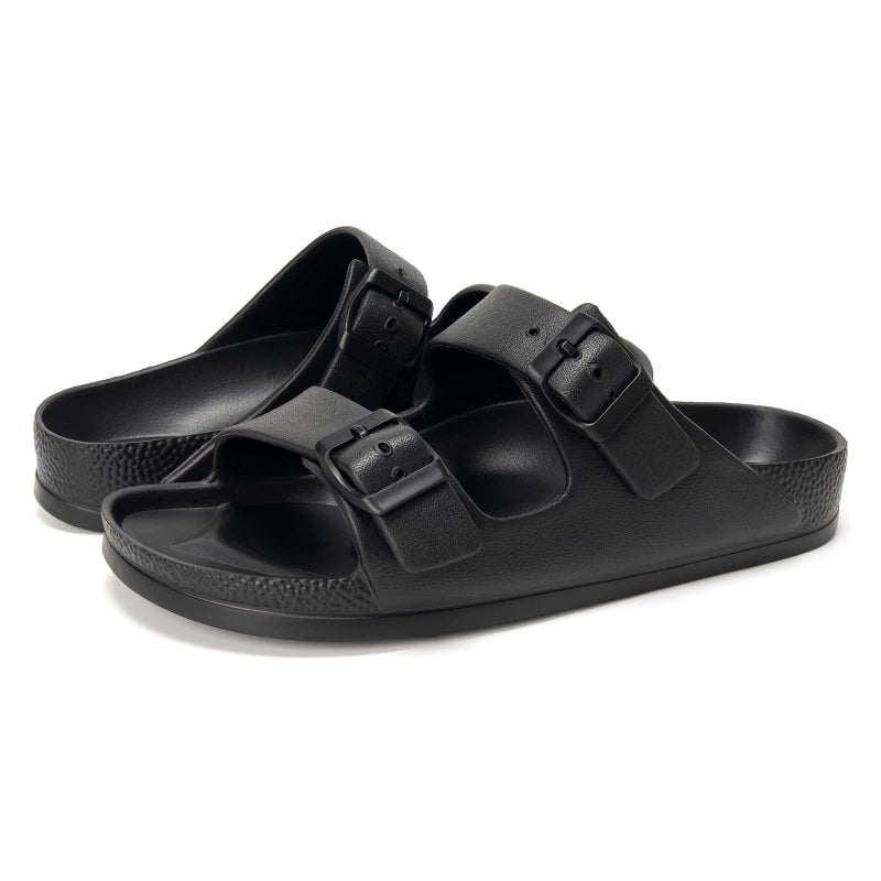 FUNKYMONKEY Women's Plastic Sandals New Upgrade Quality EVA Waterproof Double Buckle Adjustable Slides Shoes (8 M US, Black/XPZ) - Image 5