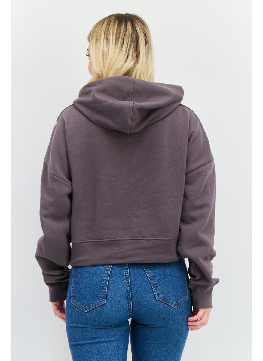 JUICE - Women Plain Long Sleeves Hoodies, Mauve Charcoal - Image 1