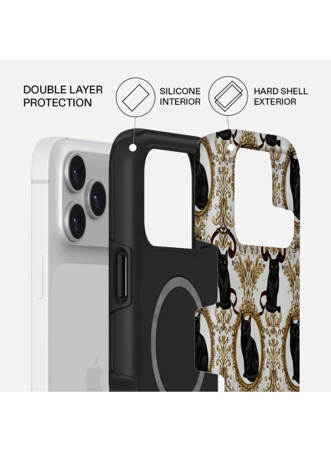 موبكوس جراب Mobcos المميز بتصميم قطة مزخرفة لهاتف iPhone 17 Pro، متوافق مع غطاء صلب مزدوج الطبقات مع حماية من السيليكون - غطاء مقاوم للخدوش والصدمات - Image 2