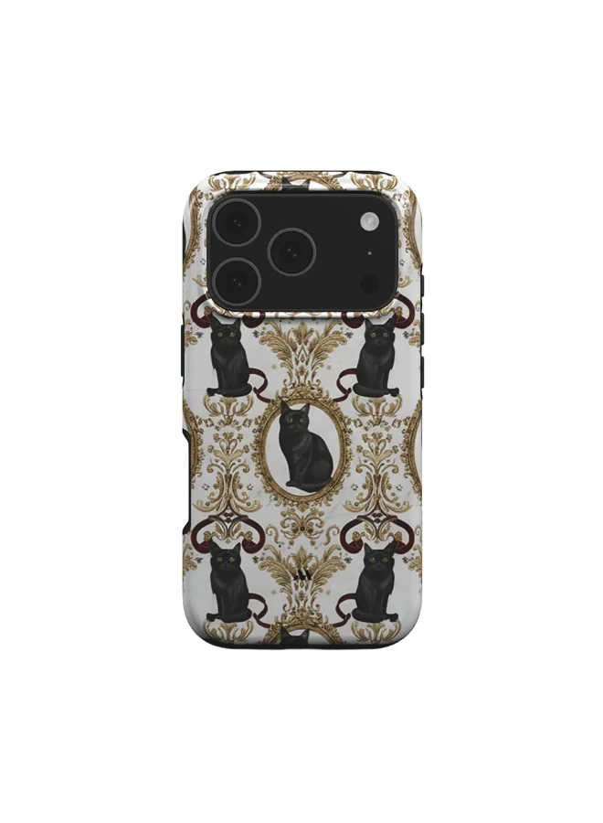 Mobcos Mobcos iPhone 17 Pro Cat Filigree Premium Case Compatible with Hybrid Dual-Layer Hard Shell + Silicone Protection - Scratch-Resistant Shockproof Mobile Cover