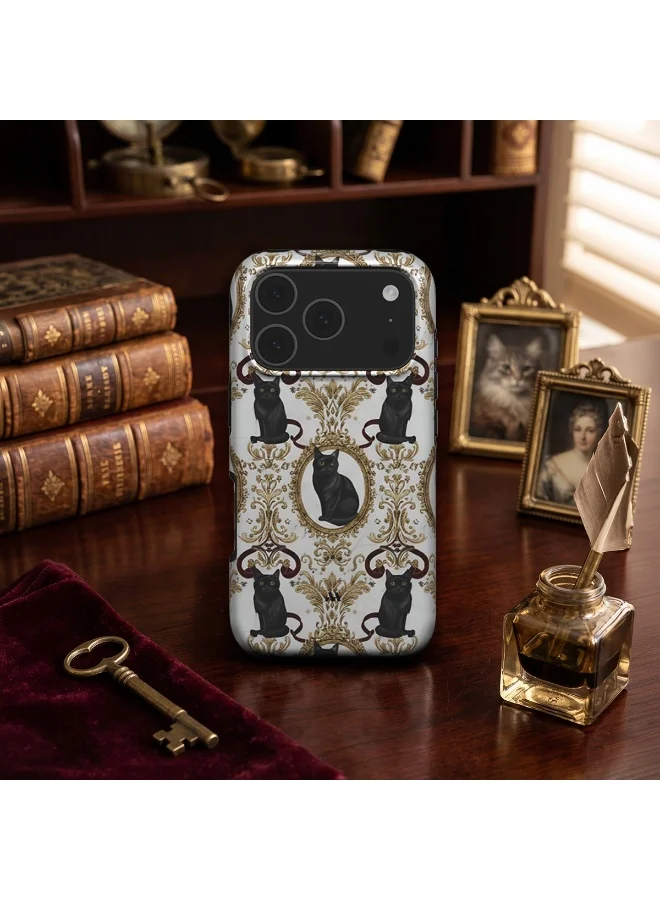 Mobcos Mobcos iPhone 17 Pro Cat Filigree Mobcos iPhone 17 Pro Cat Filigree Premium Case Compatible with Hybrid Dual-Layer Hard Shell + Silicone Protection - Scratch-Resistant Shockproof Mobile Cover  | Best Price UAE