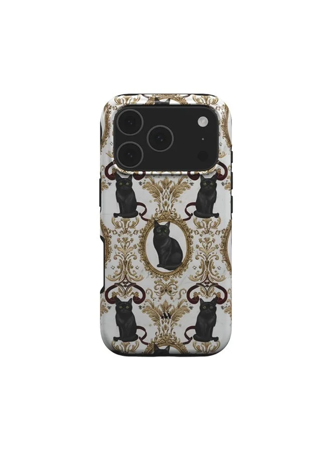 Mobcos Mobcos iPhone 17 Pro Cat Filigree Premium Case Compatible with Hybrid Dual-Layer Hard Shell + Silicone Protection - Scratch-Resistant Shockproof Mobile Cover