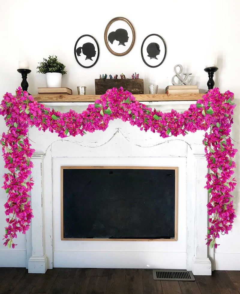 Briful 6ft Pink Bougainvillea Flower Garland â€“ Artificial Silk Floral Vine with Built-in Hook Faux Flower Garland for Backdrop Table Wall Wedding Party Home Decoration - Image 4