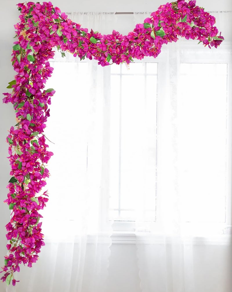 Briful 6ft Pink Bougainvillea Flower Garland â€“ Artificial Silk Floral Vine with Built-in Hook Faux Flower Garland for Backdrop Table Wall Wedding Party Home Decoration - Image 5