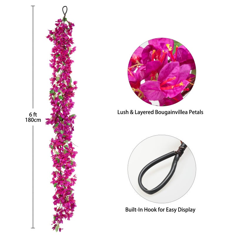 Briful 6ft Pink Bougainvillea Flower Garland â€“ Artificial Silk Floral Vine with Built-in Hook Faux Flower Garland for Backdrop Table Wall Wedding Party Home Decoration - Image 2