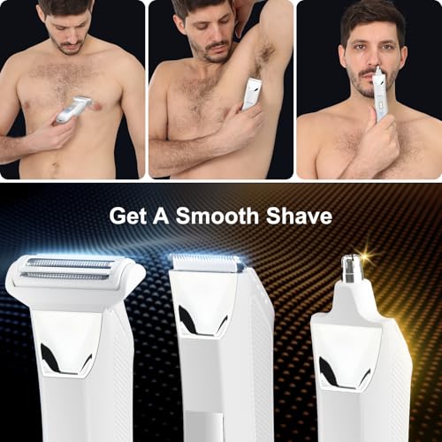 Suttik Manscape Body and Ball Trimmer for Men, 3-in-1 Pubic Groin & Nose Hair Trimmer, Ball Shaver & Body Groomer, Wet/Dry Electric Razors for Smooth Shaving, IPX7 Waterproof with Travel Case - Image 3