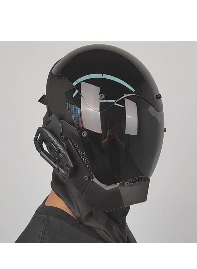 عام قناع روبوت مضيء بتصميم سايبر بانك، مثالي لفعاليات الكوميك كون. يتميز هذا القناع بأنه يغطي الوجه بالكامل، بلون أسود أنيق. يمنحك مظهرًا جذابًا وعصريًا، وهو مثالي لمحبّي الثقافة الشعبية وعروض الأزياء. - Image 2
