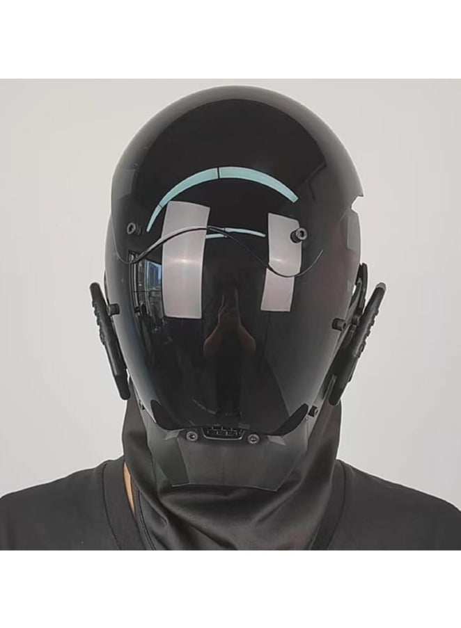 عام قناع روبوت مضيء بتصميم سايبر بانك، مثالي لفعاليات الكوميك كون. يتميز هذا القناع بأنه يغطي الوجه بالكامل، بلون أسود أنيق. يمنحك مظهرًا جذابًا وعصريًا، وهو مثالي لمحبّي الثقافة الشعبية وعروض الأزياء. - Image 3