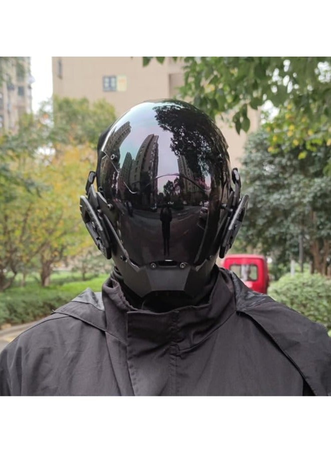 عام قناع روبوت مضيء بتصميم سايبر بانك، مثالي لفعاليات الكوميك كون. يتميز هذا القناع بأنه يغطي الوجه بالكامل، بلون أسود أنيق. يمنحك مظهرًا جذابًا وعصريًا، وهو مثالي لمحبّي الثقافة الشعبية وعروض الأزياء. - Image 4