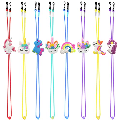 SKYCOOOOL Kids Glasses Strap (8PCS) Unicorn Rainbow Adjuster Stretchy Eyeglass Strap for Boys Girls - Image 1