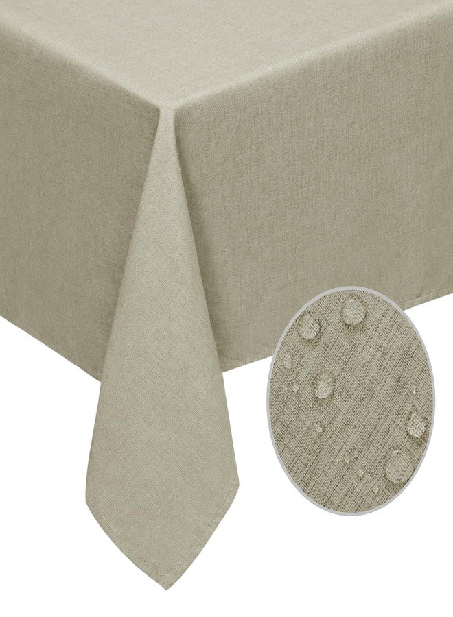 Easy-Going Faux Linen Waterproof Spill-Proof Tablecloth Stain Resistant Rectangle Table Cloth Wrinkle Free Decorative Fabric for Kitchen, Dining, Party, Weddings, Restaurants (52x70 in, Linen) - Image 1