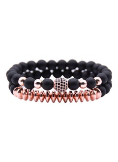 2-Piece Natural Stone Lava Rock Beaded Bracelet
