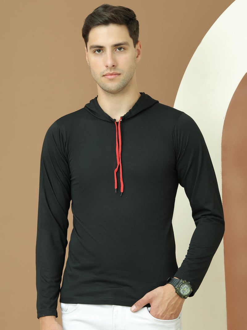 Mack Jonney Men Cotton Regular Fit Black Fullsleeve Hooded Neck Tshirts Sweatshirt (Pack of 1)-MACK638269, XL - Image 3