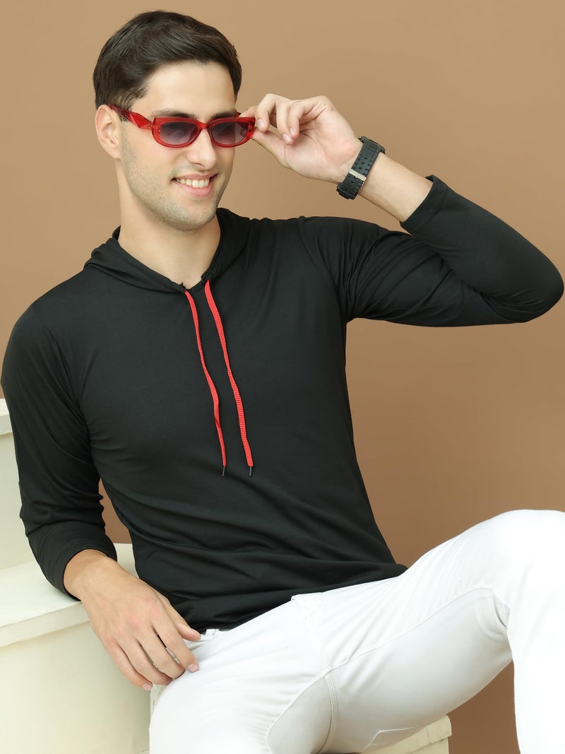 Mack Jonney Men Cotton Regular Fit Black Fullsleeve Hooded Neck Tshirts Sweatshirt (Pack of 1)-MACK638269, XL - Image 2