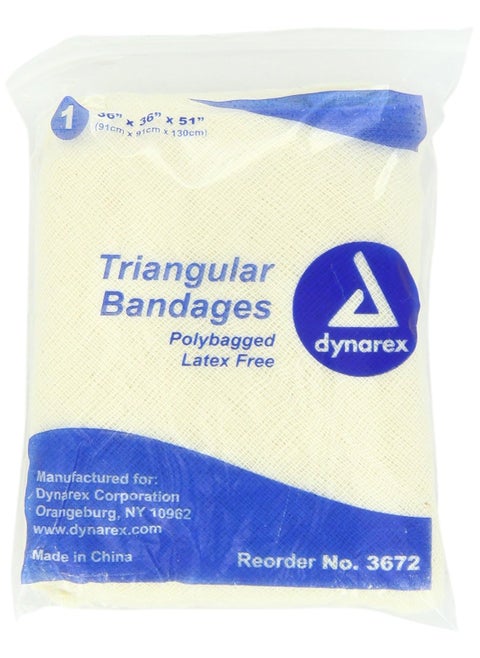 Dynarex 3672 Triangular Bandage, 36" x 36" x 51", Pack of 12