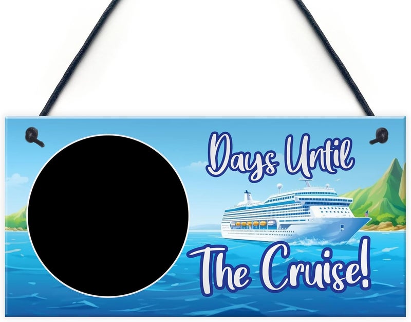 RED OCEAN Countdown To Cruise Plaque - Hanging Holiday Countdown Signs - Travel Essential Gifts For Women - Retirement Gifts - Cruise Essentials - Holiday Accessories - Image 1