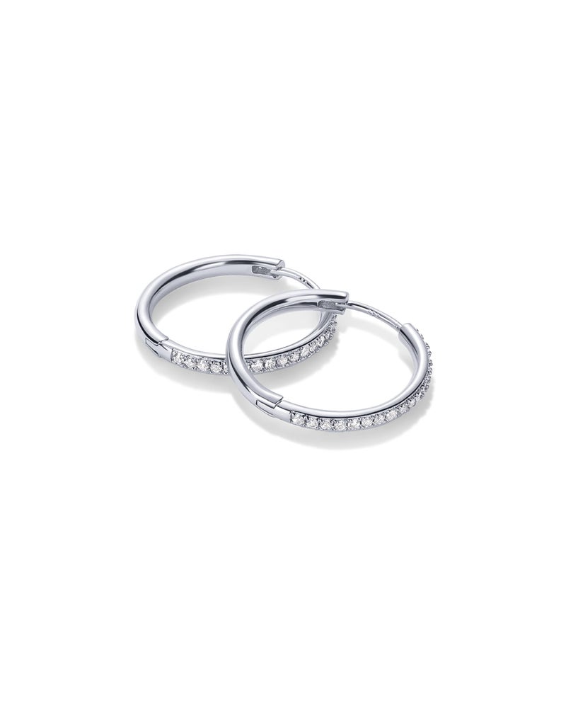 PAVOI Rhodium Plated Cubic Zirconia Hoop Earrings for Women - 925 Sterling Silver Posts Trendy Fashion Hinged Gold Earrings for Women - Image 3
