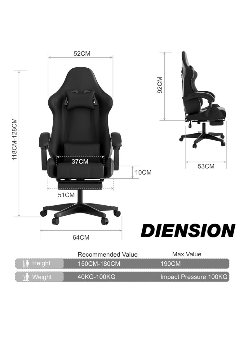 ZUIHAO Gaming Office Chair Adjustable Leather High Back Lumbar Support Comfortable Armrests Silent Casters - Perfect for Racing Office and Computer Use - Image 3