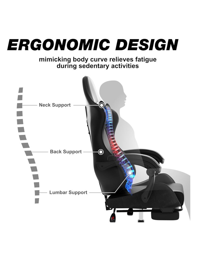 ZUIHAO Gaming Office Chair Adjustable Leather High Back Lumbar Support Comfortable Armrests Silent Casters - Perfect for Racing Office and Computer Use - Image 4