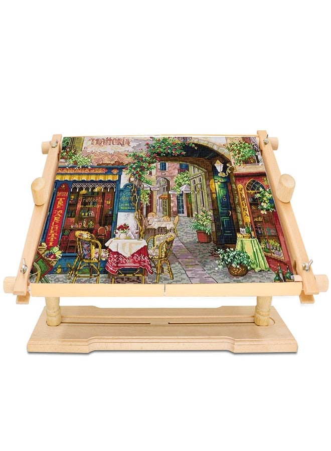 GuoFa Adjustable Embroidery Stand - Guofa Embroidery Hoop Stand Beech Wood Embroidery Frame Rotated Cross Stitch Stand Embroidery Hoop Holder for Stitching Sewing Craft - Image 1