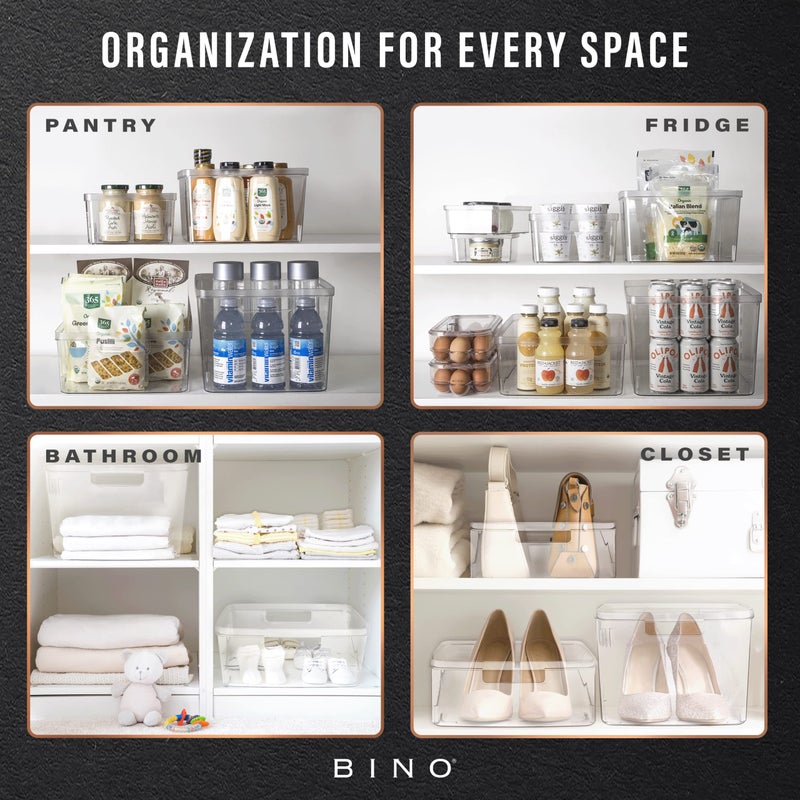 BINO | Plastic Bins, Large - 2 Pack | THE LUCID COLLECTION | Multi-Use| Built-In Handles | BPA-Free | Clear Storage Containers | Fridge Organizer | Pantry & Home Organization - Image 5
