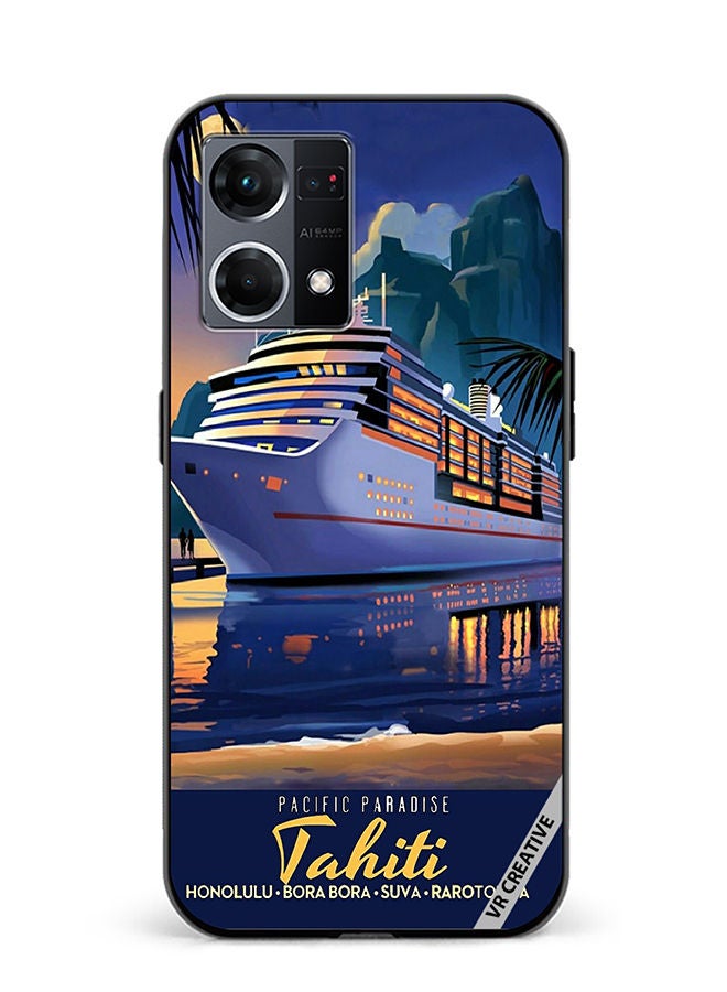 VR CREATIVE Protective Case Cover For Oppo Reno8 4G Pacific Paradise Design Multicolour - Image 1