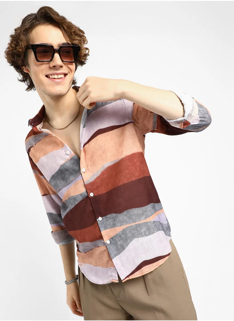 Campus Sutra Men's Multicolour Earthy Block Shirt