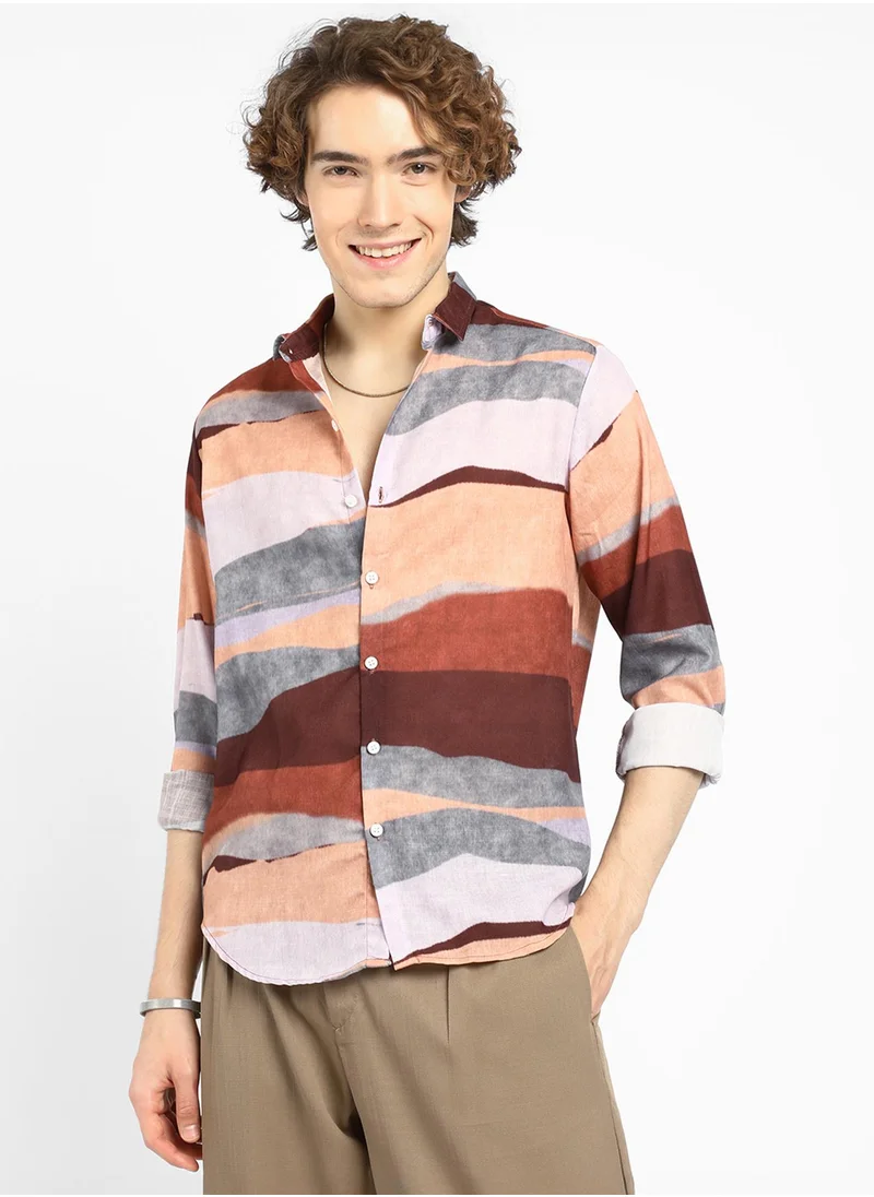 Campus Sutra Men's Multicolour Earthy Block Shirt