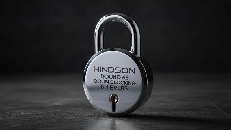 Hindson Round 65mm Padlock | Heavy Duty Metal Body Lock | Double Locking | 8 Steel Levers | 12 Silver Keys with Keychain | Silver Finish | Home Improvement | Made in India - Image 4