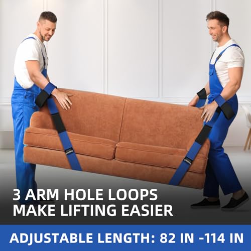 Ytonet Moving Straps, 2-Person Lifting and Moving System with 12 Comfortable Thickened Sponge Pads, Lifting Straps for Move Furniture, Appliances, Heavy Objects up to 800 lbs, Wire Rope Slings Blue - Image 4