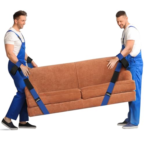 Ytonet Moving Straps, 2-Person Lifting and Moving System with 12 Comfortable Thickened Sponge Pads, Lifting Straps for Move Furniture, Appliances, Heavy Objects up to 800 lbs, Wire Rope Slings Blue - Image 1