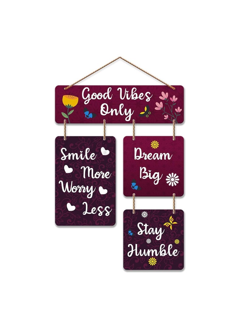 Artvibes Good Vibes Only Designer Wall Hanging Wooden Art | Quotes Decor Item | Wall Illustrations | Office Wall Decoration Items | Wall Art Print | Inspirational quotes | Gift Items (WH_6502N) - Image 1