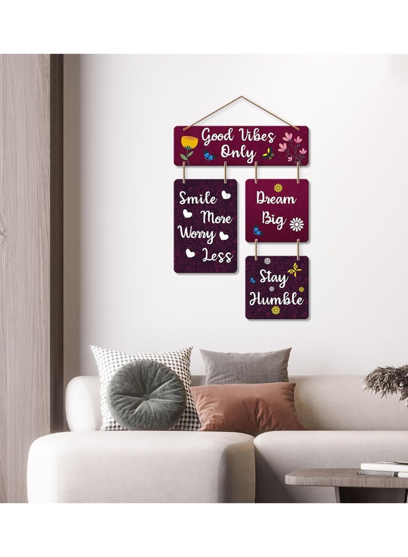 Artvibes Good Vibes Only Designer Wall Hanging Wooden Art | Quotes Decor Item | Wall Illustrations | Office Wall Decoration Items | Wall Art Print | Inspirational quotes | Gift Items (WH_6502N) - Image 4