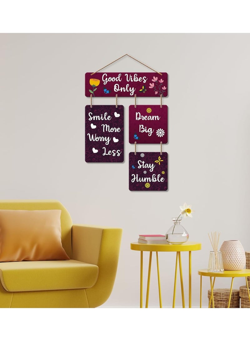 Artvibes Good Vibes Only Designer Wall Hanging Wooden Art | Quotes Decor Item | Wall Illustrations | Office Wall Decoration Items | Wall Art Print | Inspirational quotes | Gift Items (WH_6502N) - Image 2