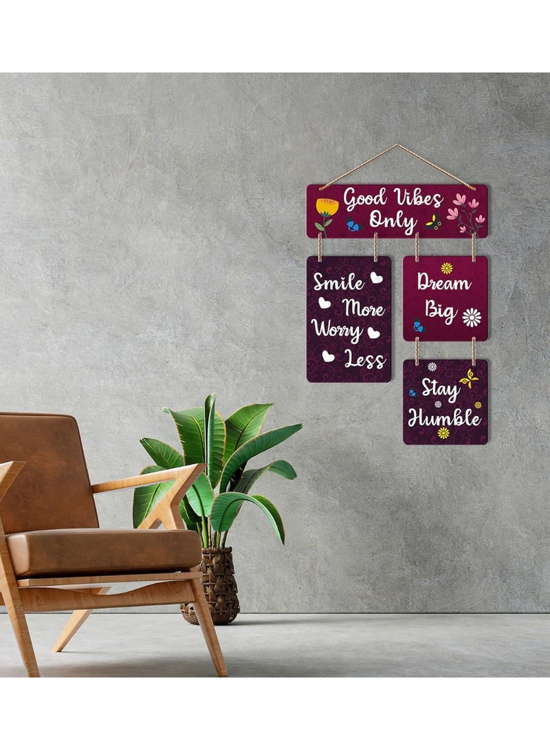 Artvibes Good Vibes Only Designer Wall Hanging Wooden Art | Quotes Decor Item | Wall Illustrations | Office Wall Decoration Items | Wall Art Print | Inspirational quotes | Gift Items (WH_6502N) - Image 3