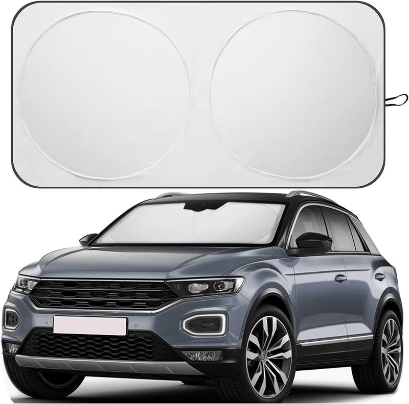 FonsBleaudy Car Windshield Sun Shade Reflector Sunshade Offers Good Protection for Car Interior to Keeps Your Vehicle Cool, Foldable Sun Shield with Storage Pouch (Medium 59"x29.5") - Image 1