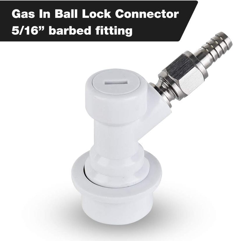 Ferroday Ball Lock Keg Fittings Disconnect Ball Lock Connector for Corny Keg Ball Lock Connectors 5/16” Gas 1/4” Liquid Barb Stainless Swivel Nuts for Corny Keg Parts for Corny Keg Connectors - MFL - Image 3