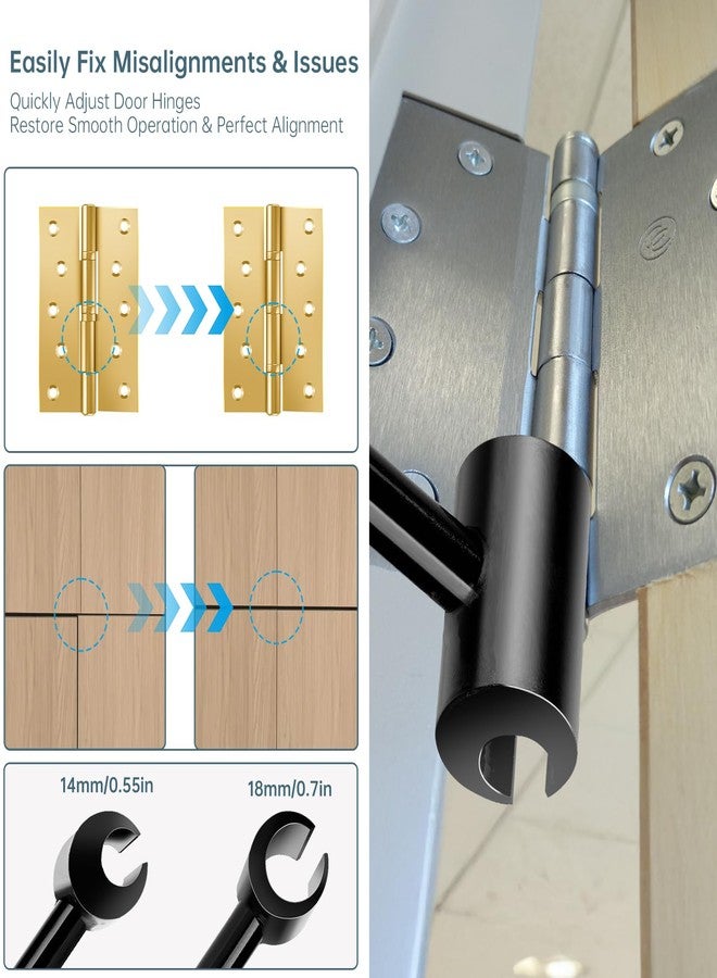 توموروتيك مفتاح ضبط المفصلة من Tomorotec ثنائي الطرف 14 مم 18 مم للأبواب المفصلية العامة والسكنية، هيكل فولاذي متين، أداة ضبط فجوات مدمجة للاستخدام المنزلي والمهني - Image 2
